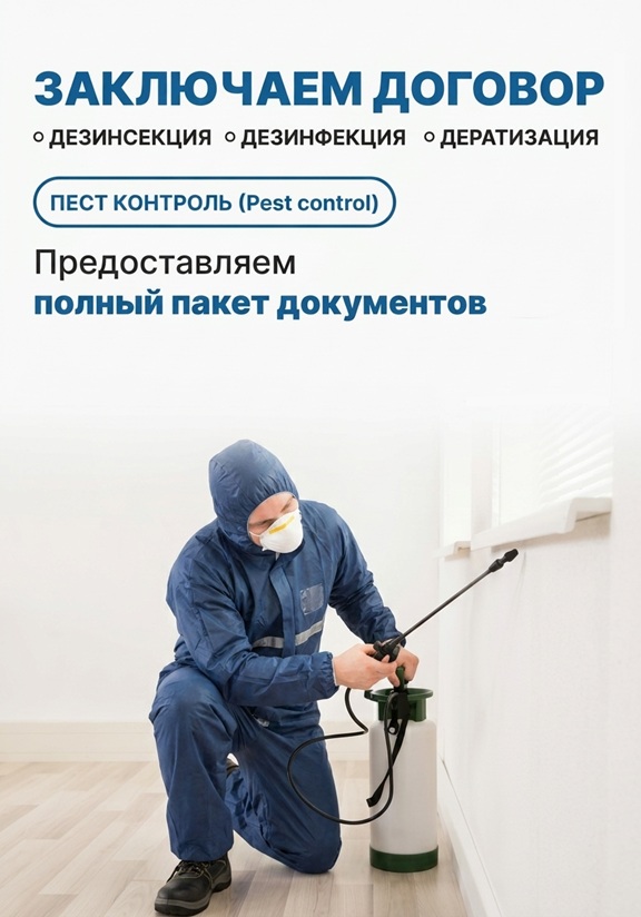 Заключить договор на дезинсекцию, дезинфекцию, дератизацию
